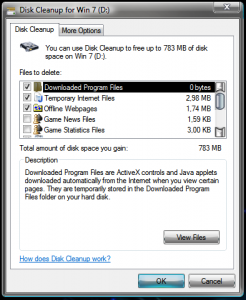 Despre intretinerea hard disk-ului - Optiuni de stergere fisiere cu Disk Cleanup